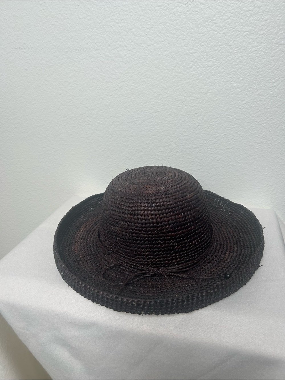 Kooringal 100% Raffia Black Wide Brim Sun Hat Boho Beach Resort 57cm
